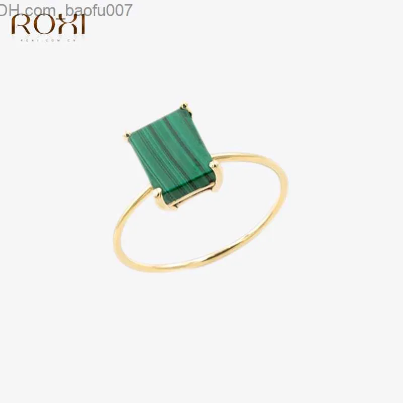 Anillos de boda ROXI elegantes anillos de malaquita verde para mujeres pareja boda 925 plata esterlina fiesta anillo de compromiso joyería bague femme Z230711