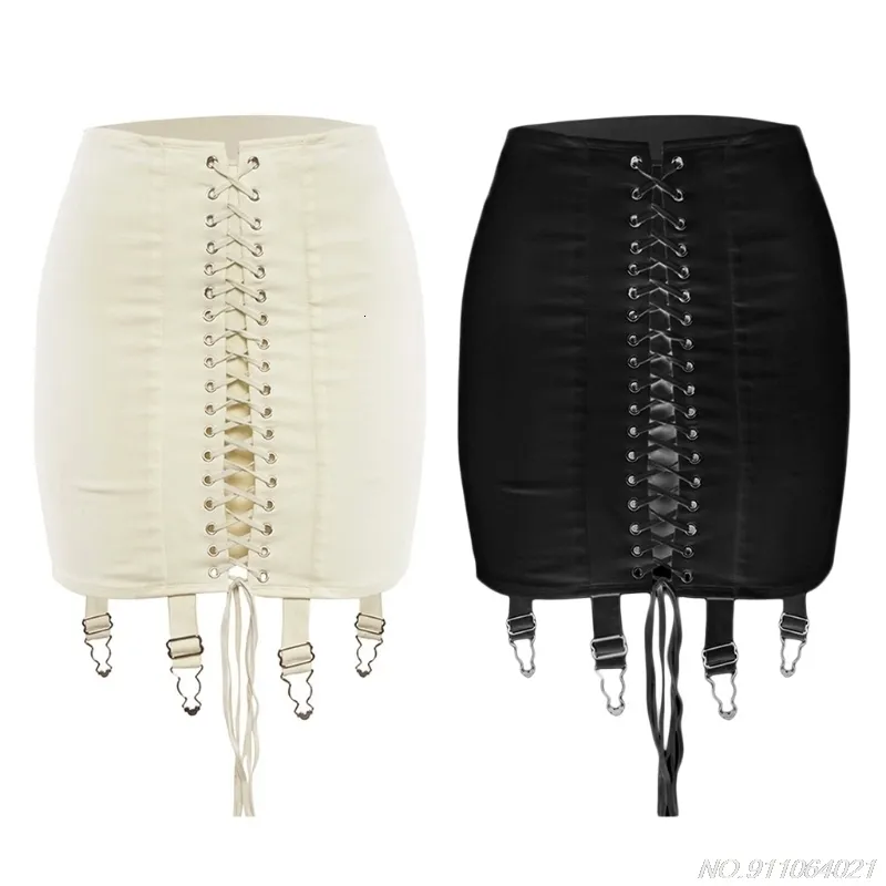High Waist Criss-Cross Lace-Up Front Bodycon Mini Pencil Skirt with Garter  Belt Solid Pleated from Dhgate Skirts - price 32.4