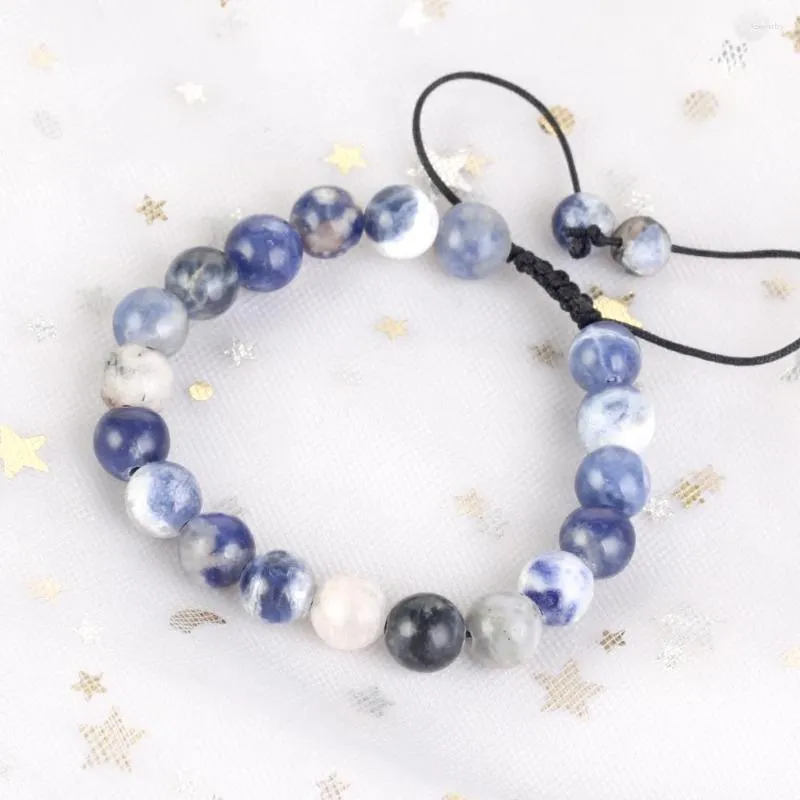 Brin 6/8mm naturel bleu Sodalite Bracelet réglable tressé corde bracelets pour hommes femmes bijoux cadeau énergie de guérison