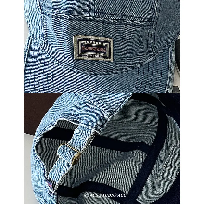 Ball Baps for Men Vintage Denim Flat Brimmed Baseball Cap