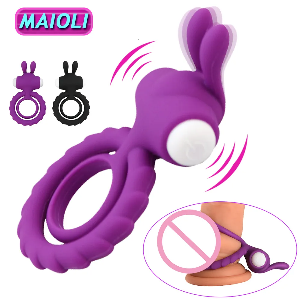 Giocattoli per adulti Silicone morbido Dual Vibration Cock Ring Dick Penis Cockring Sesso per uomini Coppie che migliorano l'erezione più dura 230706