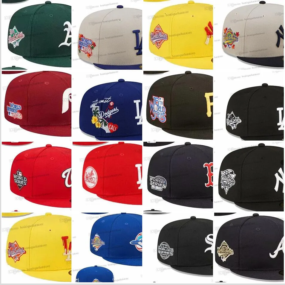26 kolorów Mens Baseball dopasowane czapki klasyczne królewskie niebieskie hip hop Toronto „Sport Full zamknięte czapki Chapeau Red P Stitch World Heart Serieslove Hustle Ju7-02