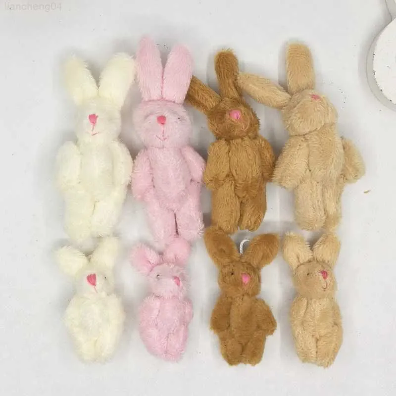 Gevulde Pluche Dieren 50 Stk/partij 4.5/6 Cm 4 Kleuren Zachte Mini Gezamenlijke Konijn Hanger Pluche Bunny Voor Sleutelhanger boeket Speelgoed Pop Diy Ornamenten Geschenken L230707