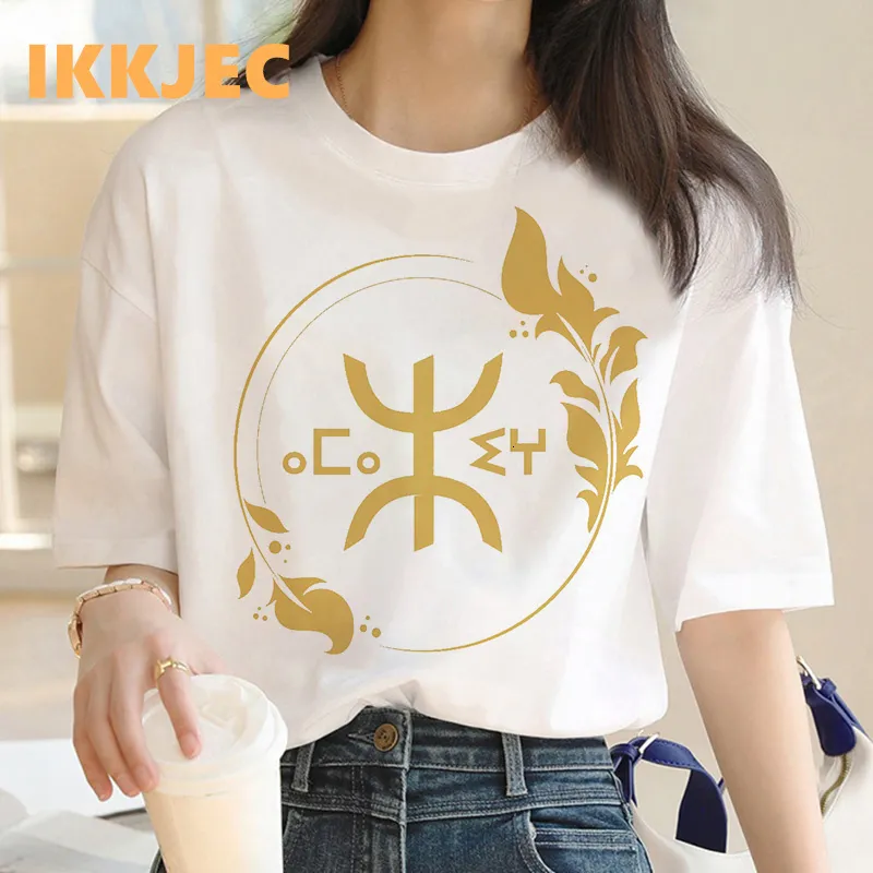 Damtröja amazigh tshirt kvinnlig grafisk t-shirt dam parkläder ulzzang y2k kläder tumblr crop top vintage harajuku kawaii 230707