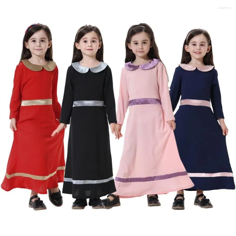 Roupas étnicas Crianças Vestidos longos Muçulmanos Crianças Abaya Menina Maxi Vestido Robe Vestidos Quimono Bonito Jubah Ramadan Oriente Médio Árabe Islâmico