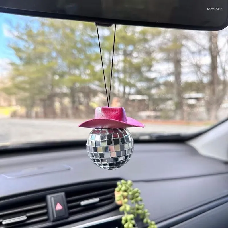 Mini Cowboy Globe Keychain With Disco Ball Car Charm And Rear View