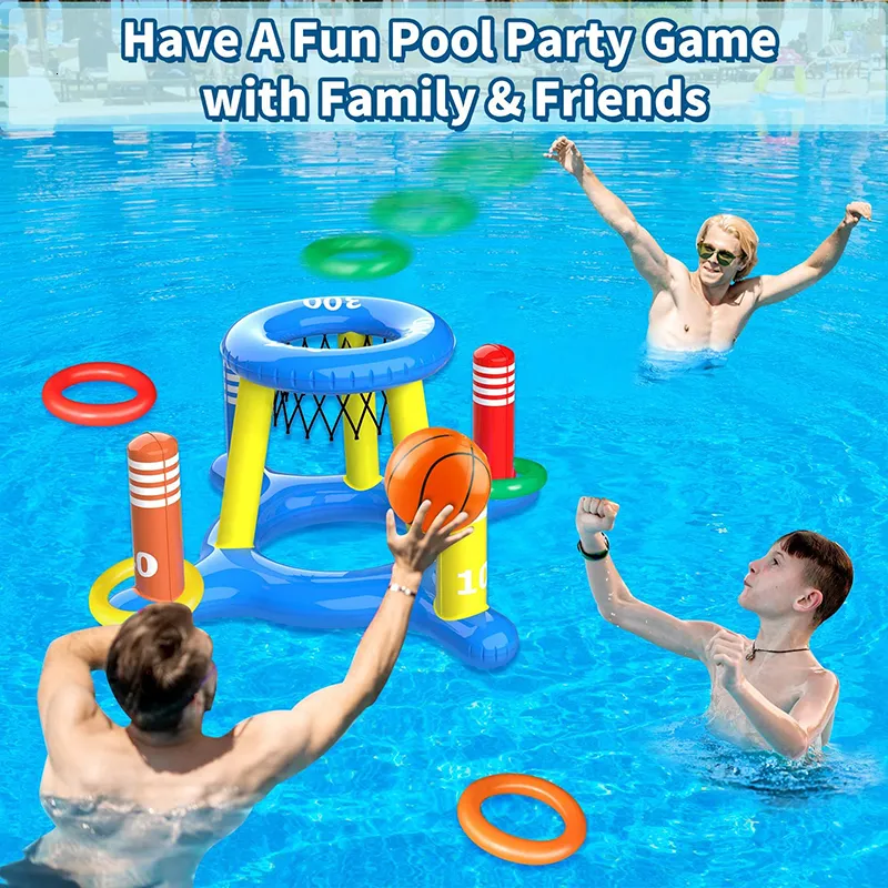 Floating Basketball Hoop For Pool Pool Floats Toys Games Set, 2-in