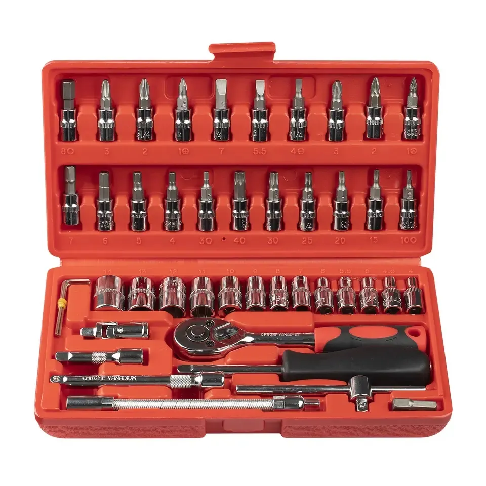 Professional 46 SPANNER SOCKET COMBINATION SET AUTO REPARATION REALTER Ratchet Keys Chrome Vanadium Socket Wrench Set HM-46S