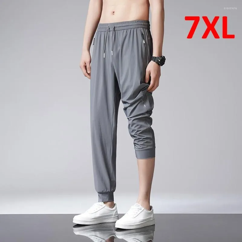 Pantalones de verano para hombre, pantalones de chándal para hombre, pantalones de chándal finos para hombre de talla grande 7XL, pantalones transpirables con cintura elástica