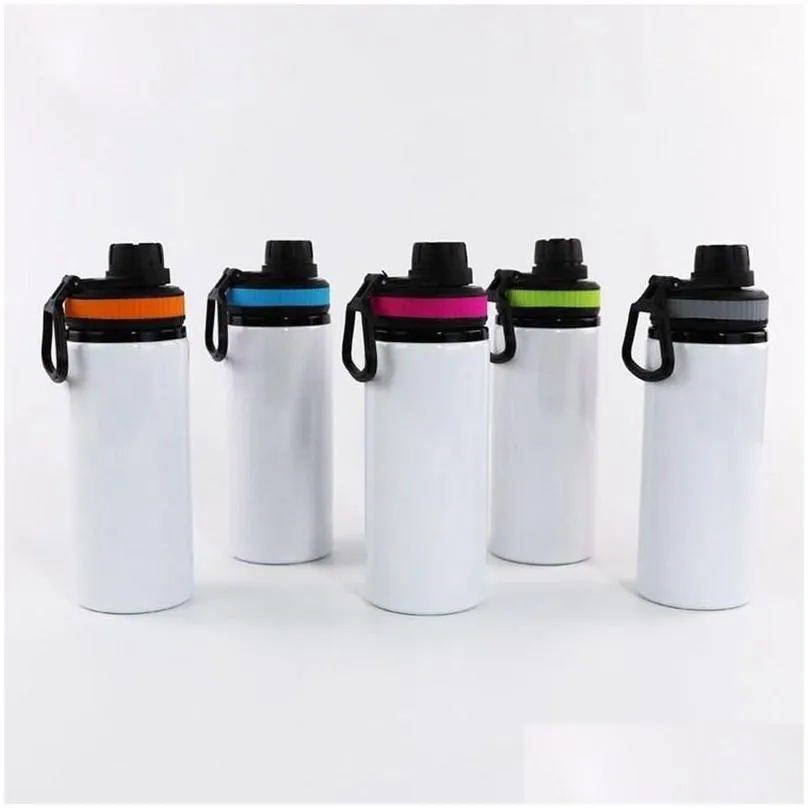 Water Bottles Sublimation Aluminum Blanks 600Ml Heat Resistant Kettle Sports Cups White Er Cup With Handle By Sea T2I50476 Drop Deli Dhco4