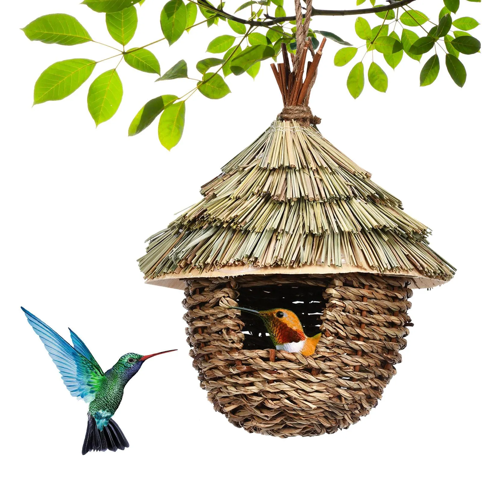 Leathercraft Affascinante Hummingbird decorativo Hummingbird Houseelegant che cadeva uccelli naturali uccello appeso per giardino giardino da giardino da giardino da giardino interno