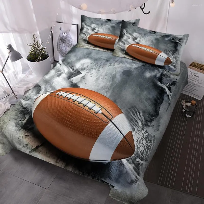 Bedding Sets BlessLiving 3D Ink And Watercolor Painting Rugby Duvet Cover Set Teens Boys Sports Quilt Home Decor Textiles Drop