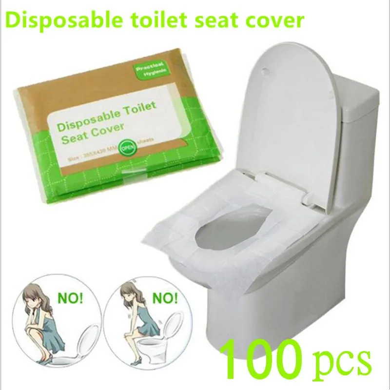 Kumaş 10 Paket 100 PCS Tek Kullanımlık Tuvalet Koltuk Kapağı% 100 Su geçirmez ve Güvenli Seyahat/Kamp/Otel Banyo Aksesuar Ped Taşınabilir