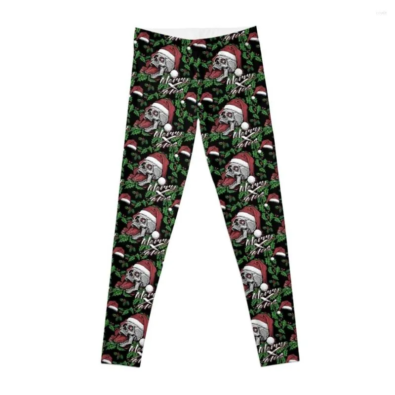 Active Pants Christmas Skull Santa Hat Leggings Pour Filles Sports Femmes Jogger