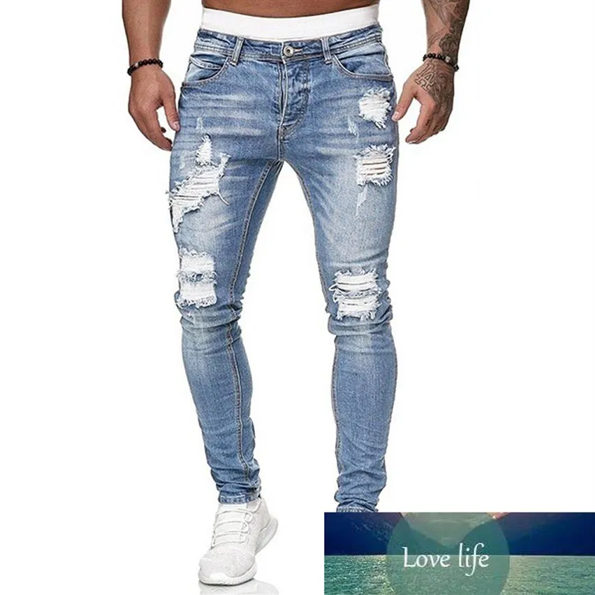 Jeans da uomo New Fashion Streetwear Jeans strappati strappati disegnati a matita Jeans skinny da uomo a figura intera181I