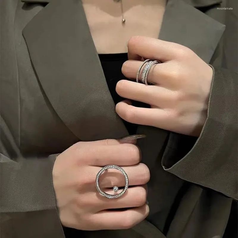 Cluster Rings komunikat Lady diamentowy pierścionek 925 srebro obrączka dla kobiet obietnica biżuteria zaręczynowa prezent urodzinowy