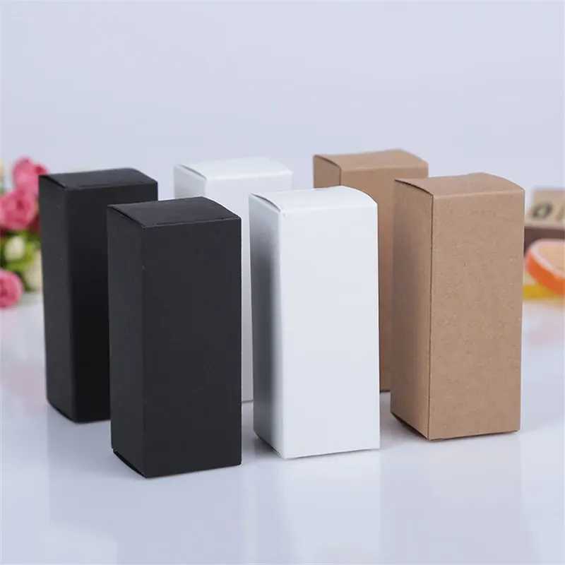 wholesale Cardboard Boxes White Black Brown Paper Package Essential Oil Bottle Organizers Storage Box DIY Gift Carton Pack Box