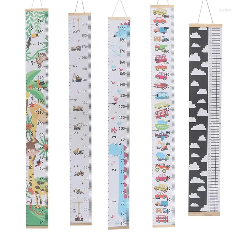 Stickers muraux En Bois Enfants Hauteur Règle Suspendus Dessin Animé Motif Mesure Pour Enfants Tableau De Croissance Table Décor Autocollant