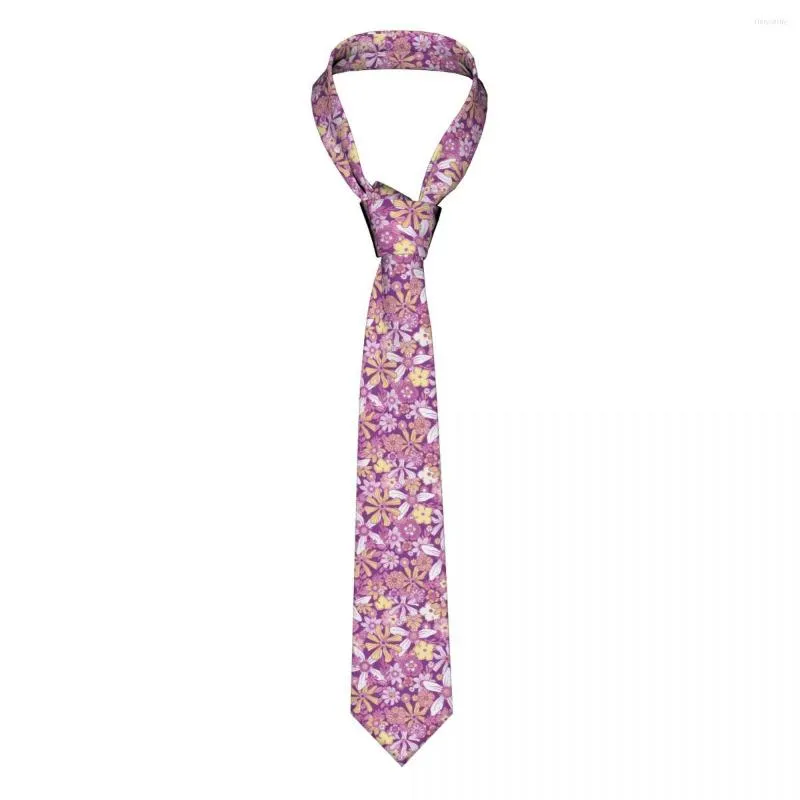 Pajaritas Corbata para hombres Corbatas delgadas formales Clásico para hombres Groovy Floral Wedding Gentleman Narrow