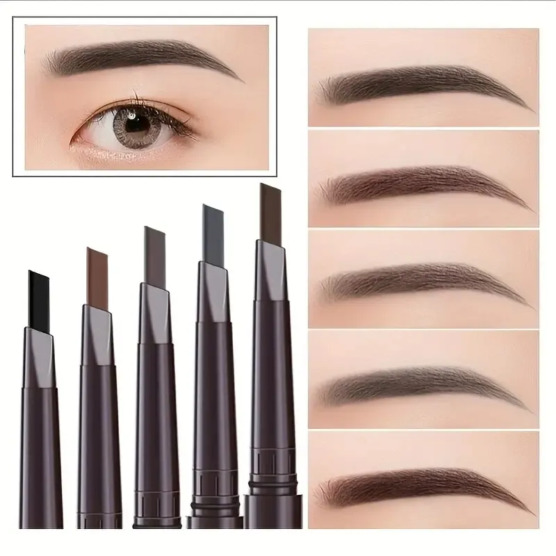 By DHL 5 Color Eyebrow Pencil , Automatic Swivel Stick, Double Ended Triangular Head Eyebrow Pencil , Long Lasting , Waterproof And Smudge Proof Pigment Eyebrow Pen