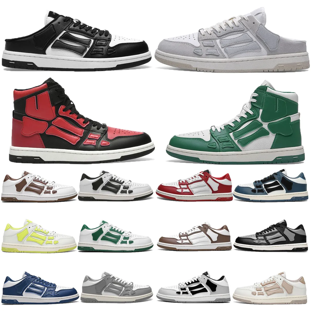 Дизайнерские лоферы Skel-Top Skeleton Casual Shoes Troste Black White Bones Blue Red Green Grey Men Women High Top Trainers Trainers Кроссовки платформы