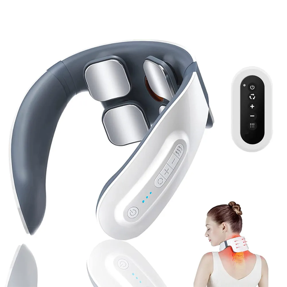 Massaging Neck Pillowws Automatic 4-head heated neck massager for deep massage to relieve pain. Remote control mode 6 level 18 rechargeable 230707