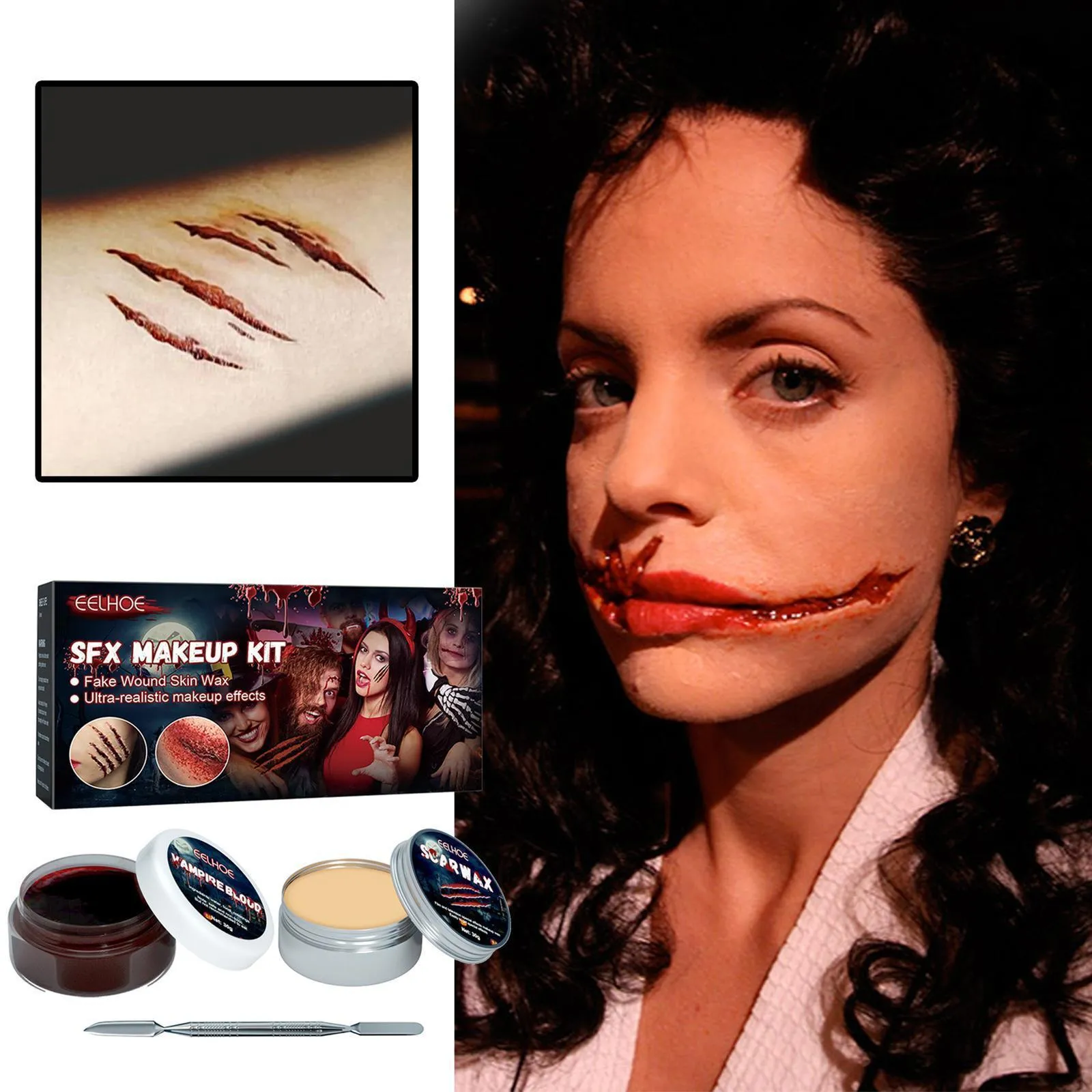 SFX Makeup Kit Wax Body Painting 2022 For Halloween And Stage Effects With  Spatula, Stipple, Sponge, And Wood Drop From Zuo06, $11.9