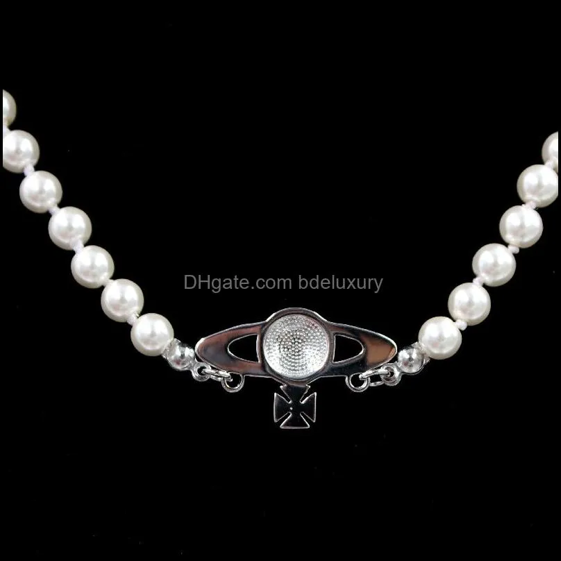 designer vivian empress dowager pendant necklaces pearl chain saturn princess necklace punk satellite cavicle chain jewelry