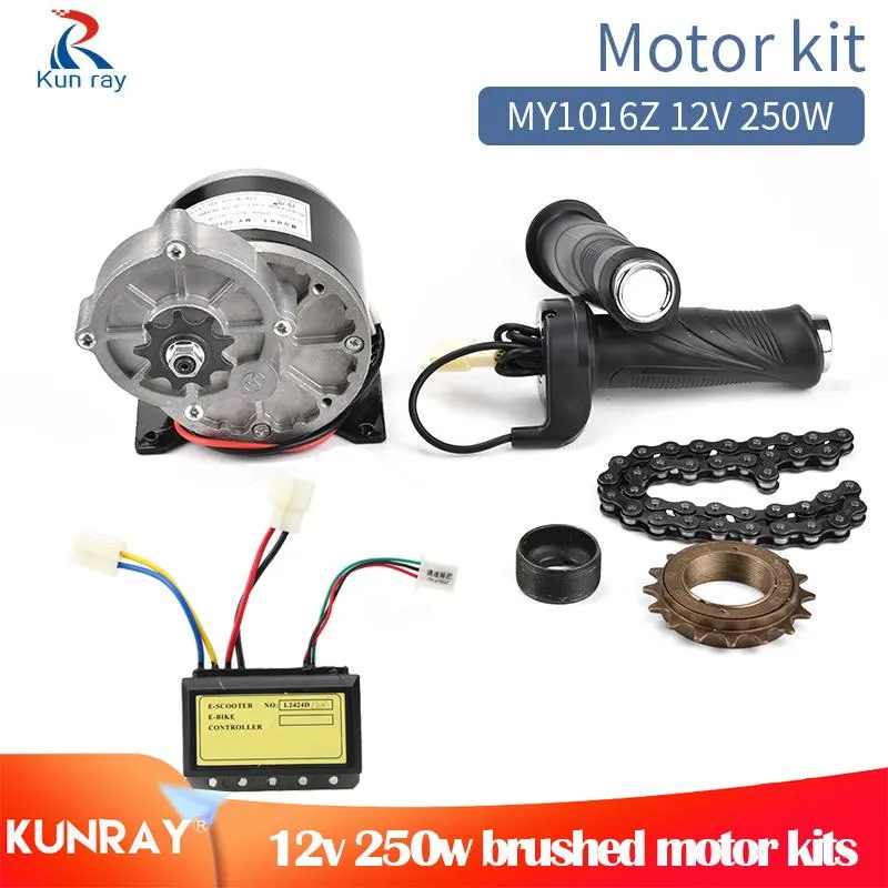 Luzes my1016z dc kit de motor de escova 12v 250w acessórios para motores elétricos de roda para o motor de bicicleta de conversão de bicicleta elétrica ebike