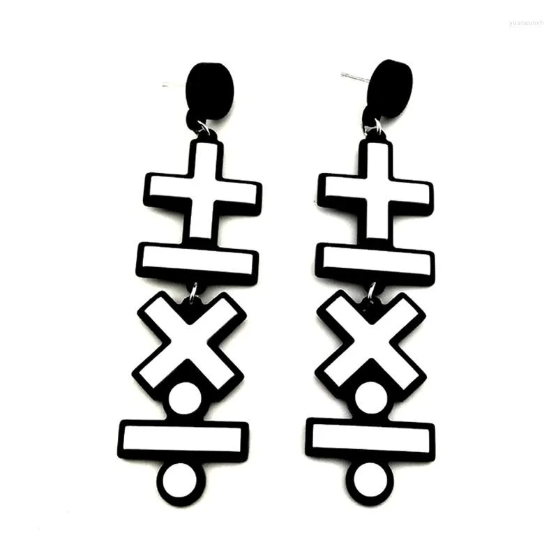 Boucles d'oreilles pendantes Addition Soustraction Multiplication Division Symbole Longues Femmes Mode Acrylique Déclaration Cadeaux Pour Les Enseignants