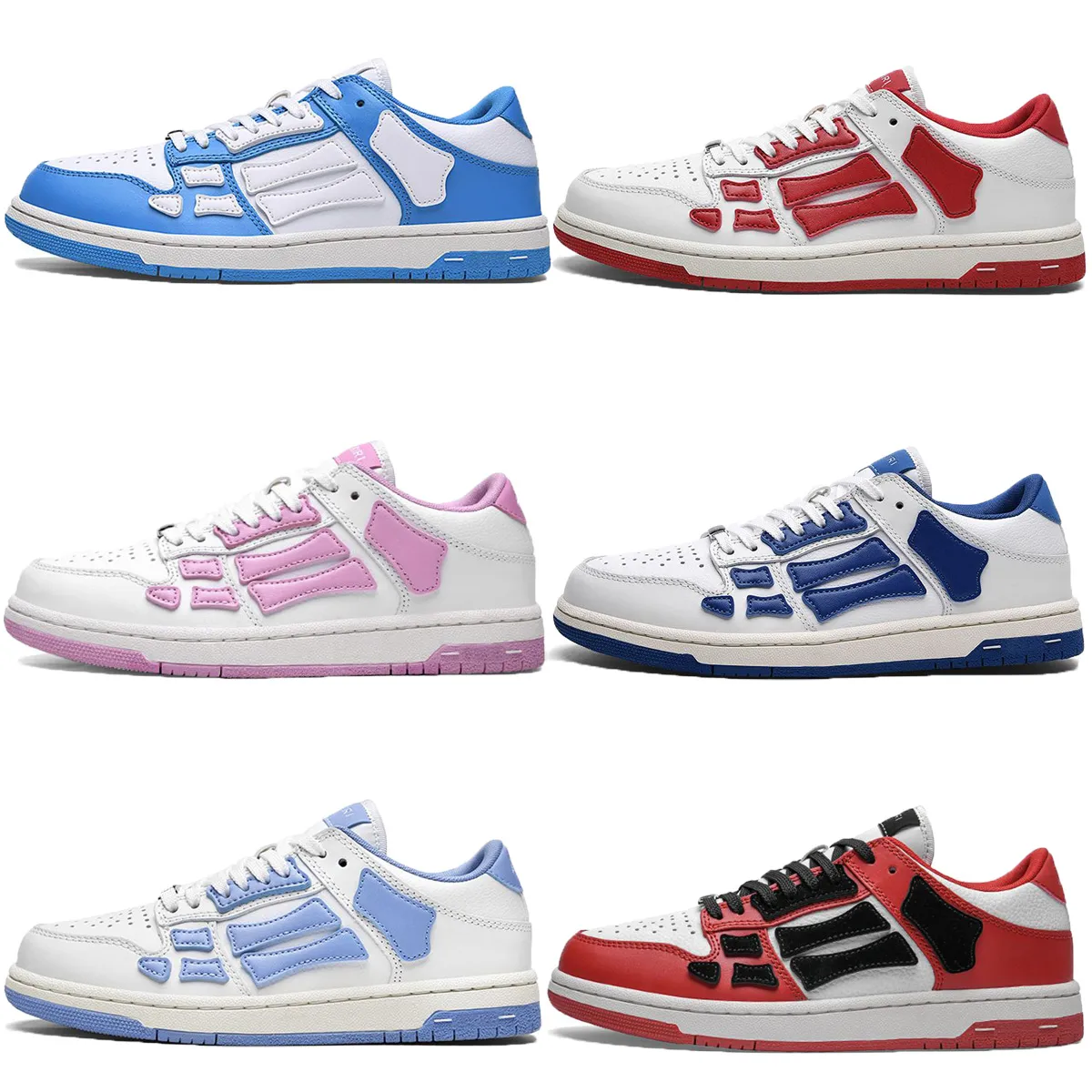 Squelette Skel haut haut bas chaussures habillées de créateur noir blanc vert gris bleu marron jaune rouge violet hommes femme baskets sport os chaussures de sport baskets