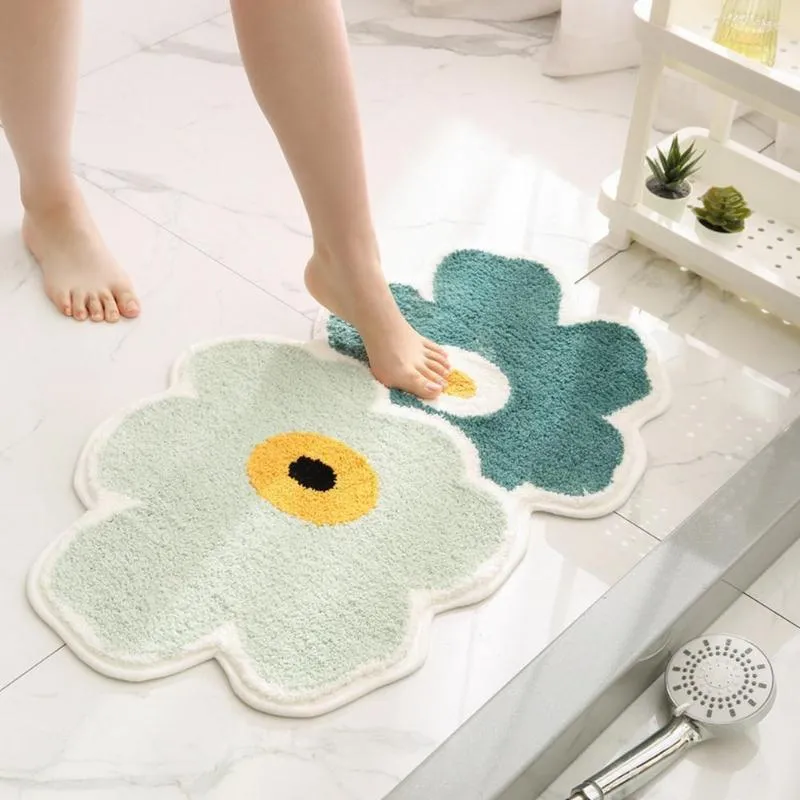 Carpetes Tapete de chão funcional fácil de cuidar bonito em forma de floral banheiro porta ecologicamente correto suprimentos de tapete