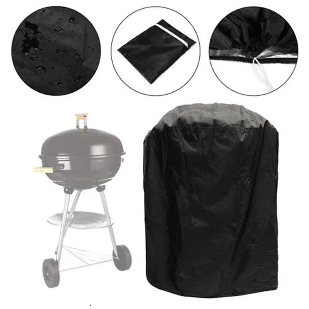 BBQ Gereedschap Accessoires Hoes Buiten Stofdicht Weber Heavy Duty Grill Regenbeschermende Barbecue Rond Zwart 230706