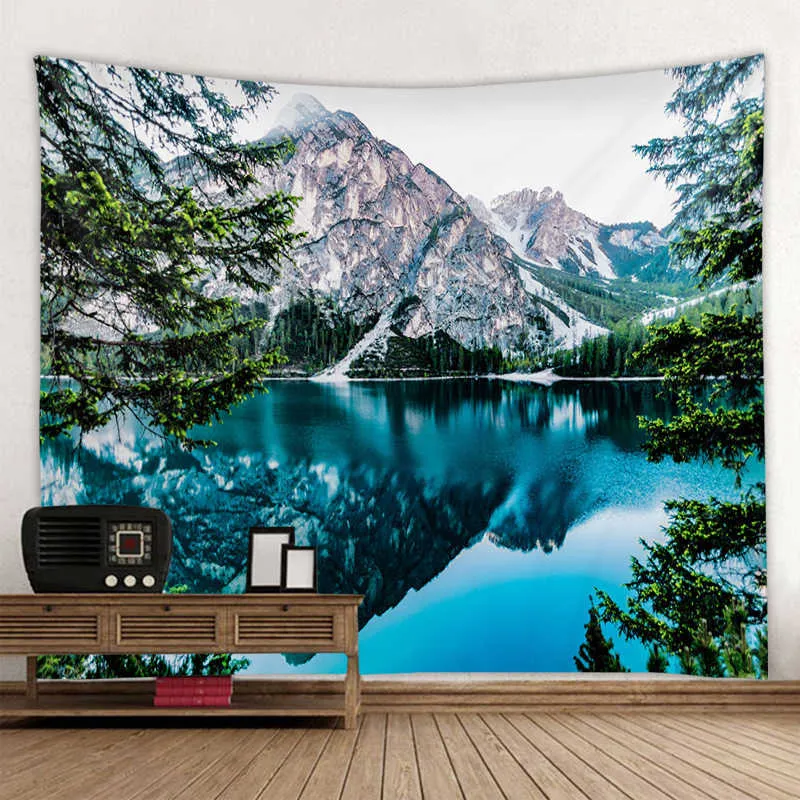 Wandteppiche, Berge und Flüsse, Landschaft, dekorativer Wandteppich, Schlafzimmer, Hintergrund, Wand, dekorativer Wandteppich, Zimmer, visuelle Kunst, Heimdekoration