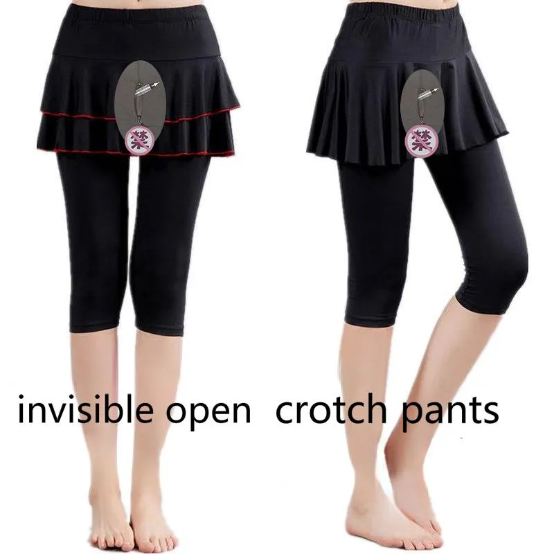 Dresses Opencrotch Pants Cropped Culottes Women's Latin Dance Pants Jump Dance Pants Fiess Pantskirt Date Field Combat Crotch Type