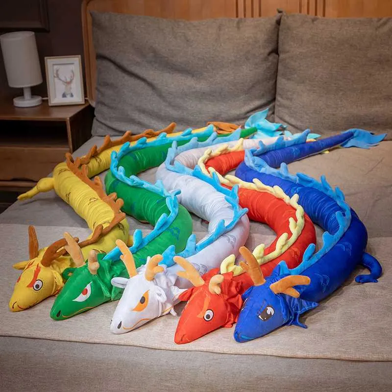 Uppstoppade plyschdjur 220 cm långa drake gosedjur jättestorlek Drake Mjuk djurdocka Kreativa presenter för barn L230707