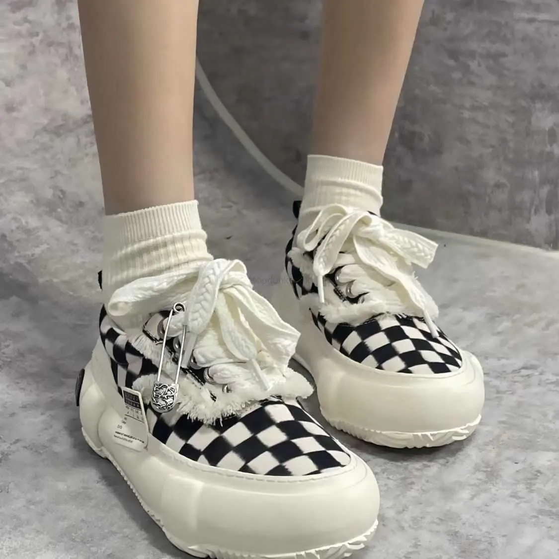 Vanness Wu XVESSEL2022 Sommer Schachbrett Pixel Checker Half Sugar Canvas Schuhe Mode Herren und Damen gleiche Schuhe Checker