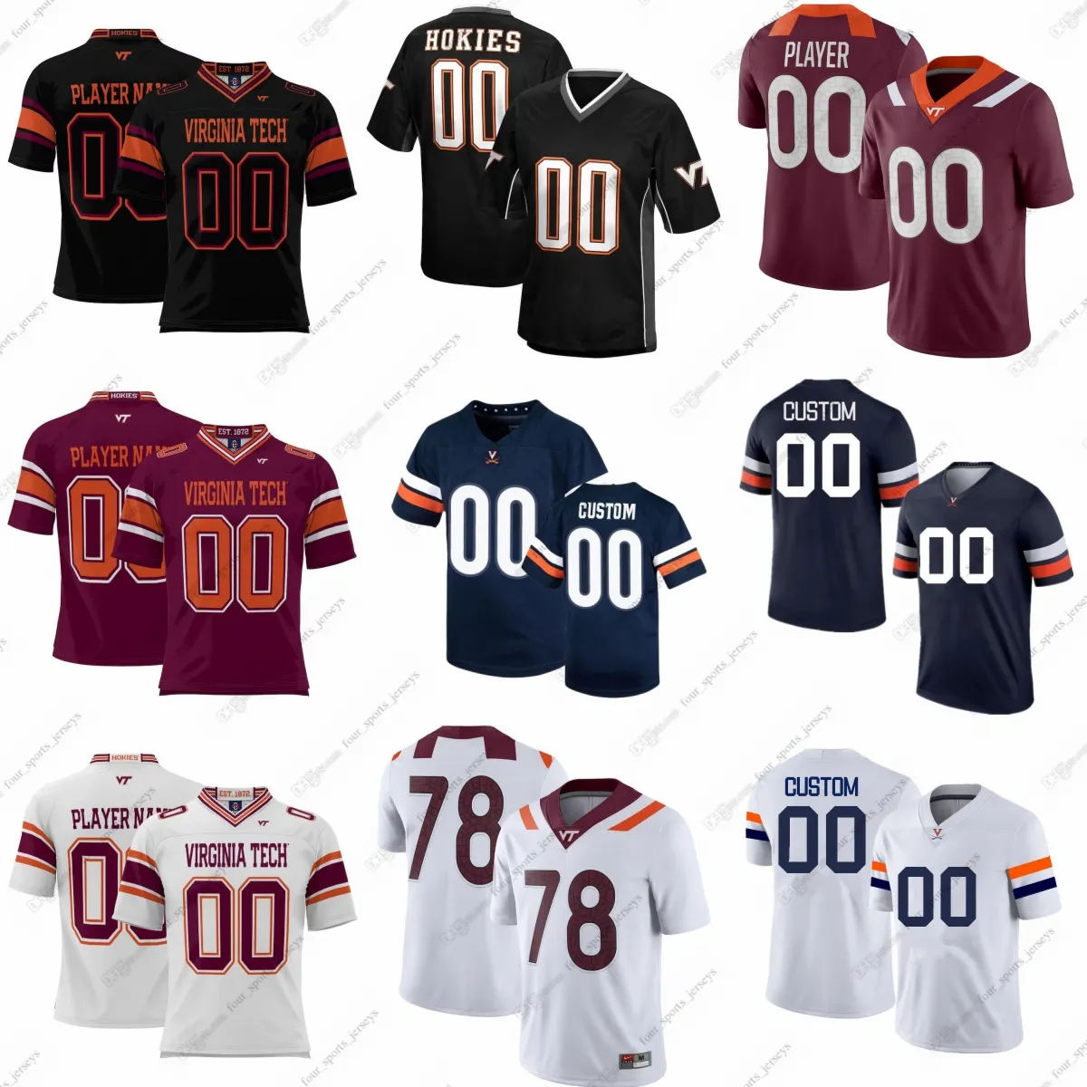 Camisetas personalizadas de fútbol universitario de los Cavaliers de Virginia de la NCAA Greene Kyle Simpkins III Westfall Bratton Clary Gaffney Herard Johnson Sr. King Long Ryan Sanker Burrow