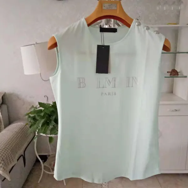 T-shirt Modeblouse voor dames Designer Hoge kwaliteit Mouwloos Ronde hals B Letter Top Tee Zomervakantie Shirts Kleding Dagelijks Casual Indoor Food Festival