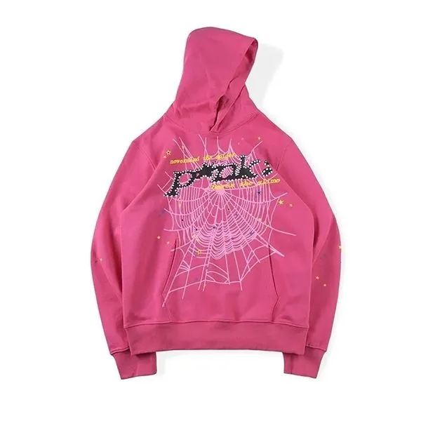 Young Thug Sp5der Felpe con cappuccio da uomo Designer Pink Felpa con cappuccio da uomo Felpa con cappuccio da donna Hot Net Web Graphic Felpe Pullover Felpa con cappuccio 555 Set