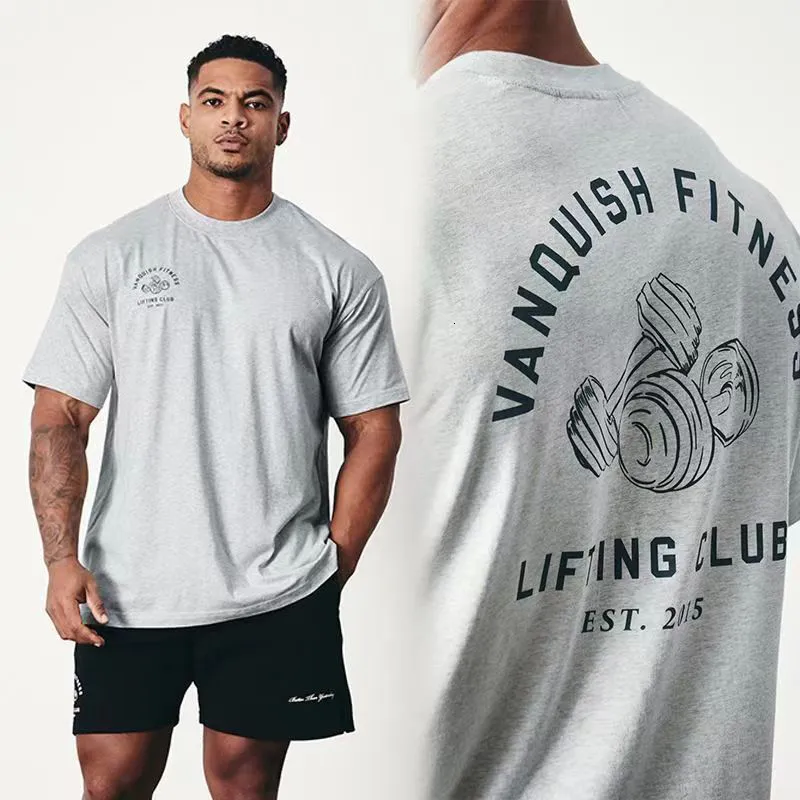 Men's T-Shirts Summer Gym T-Shirts fitness Oversized 100 Cotton Men Women T Shirt High Quality Bodybuilding Men Clothes Print Tee 230707