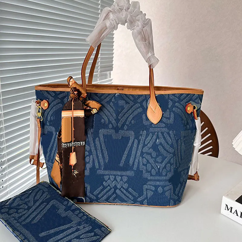 Vintage Bag Women Denim Shopping Bags Beach Bag Tote Bag Shoulder Bags Women Crossbody Bag Handbag Pillow Bag Old Flower Crescent Moon Bags Bucket Bags Purse Pouch