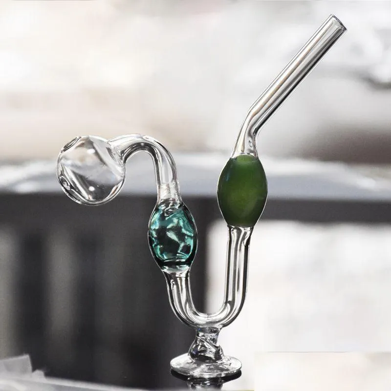 Tuyaux De Fumer Serpentine Portable Verre Eau Colorf Tuyau De Brûleur À Huile Épais Pyrex Downstem Rig Rond De Petit Tabac Barboteur Bol Fo Dhlgm