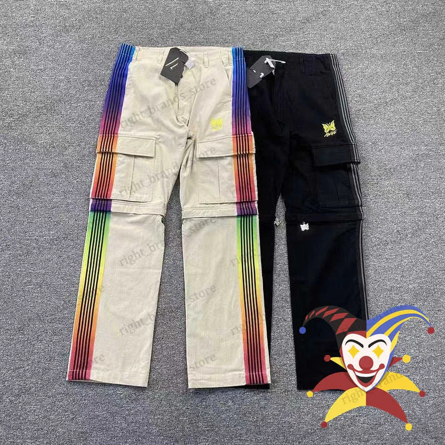 Männer Hosen Nadeln AWGE Hosen Männer Frauen Stickerei Schmetterling Nadeln Hosen Regenbogen Streifen Cargo Jogginghose T230707