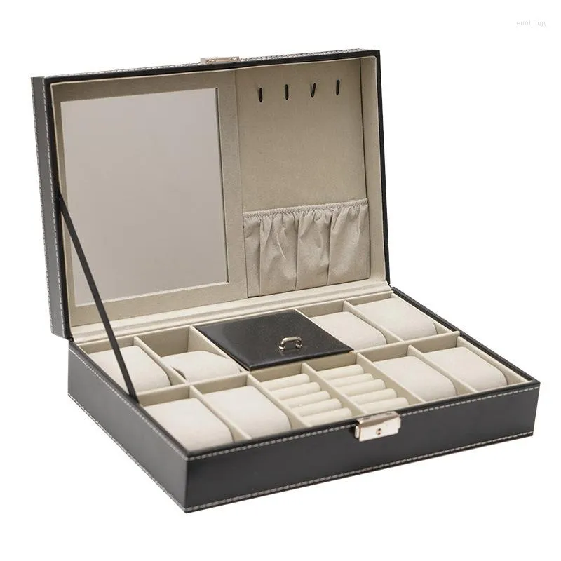 Pochettes à bijoux boîtiers de montre pour hommes organisateur de boîte verrouillable à 8 fentes avec