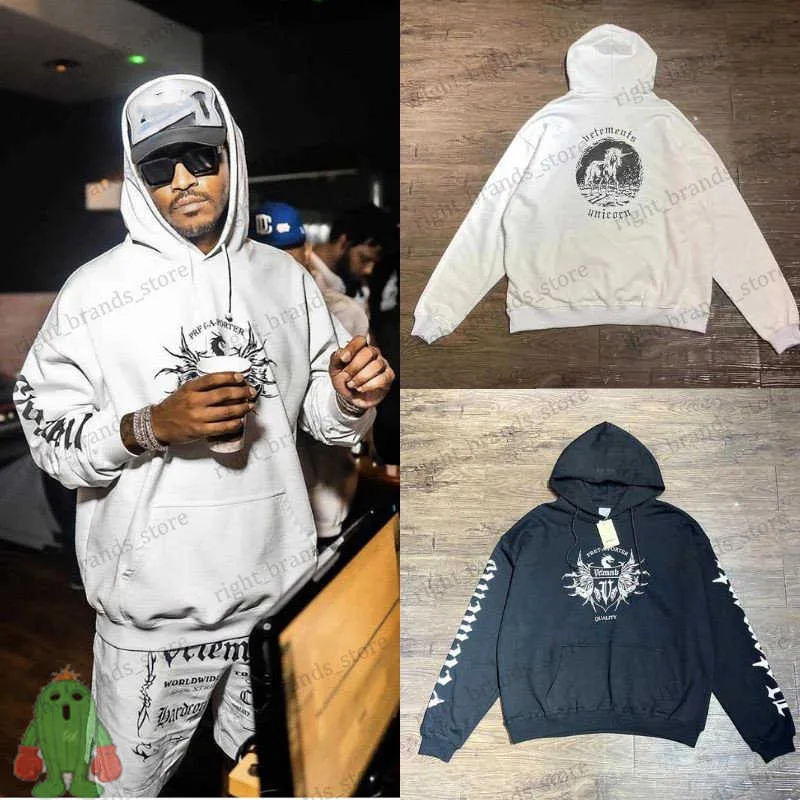 Erkek Hoodies Sweatshirts Vetements hoodies sweatshirt nakış büyük boy erkekler cep vtm kapüşonlu sweatshirt t230707