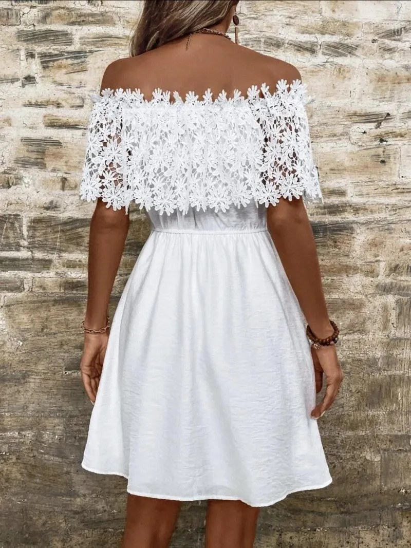 White lace top swing dress