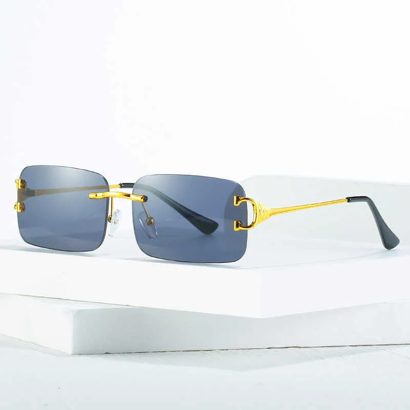 Modische Carti-Top-Sonnenbrille, rahmenlos, Schnittkante, Sonnenbrille für Damen, 2022, personalisierte Brille mit kleinem Rahmen, trendige Street-Shot-Brille mit Originalverpackung