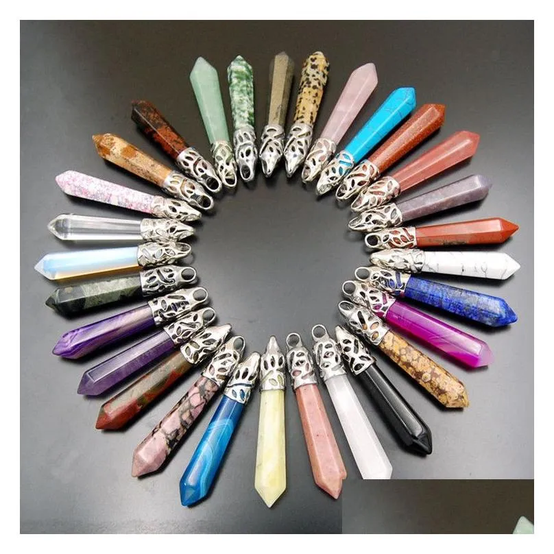 Party Favor Natural Stone Pendants Hexagonal Column Crystal Pink Purple Pendant Fine Jewelry T2C5134 Drop Delivery Home Garden Festi Dhoxw