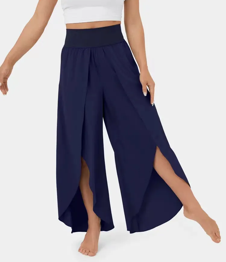 Spring and Summer Fashion All-in-one High Waist Open High Fork Pants Loose Casual Pants Yoga Pants